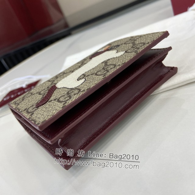 Gucci專櫃古馳最新款飾小狗細節GG迷你錢包 jh1968型號：818767